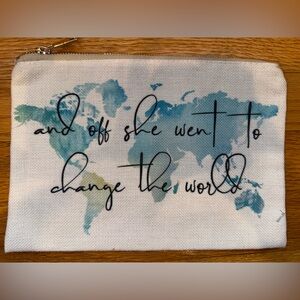 Travel Toiletry Bag with Blue and Green Map Design